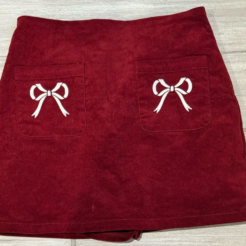 Elegant Red Skirt with Bow Accents